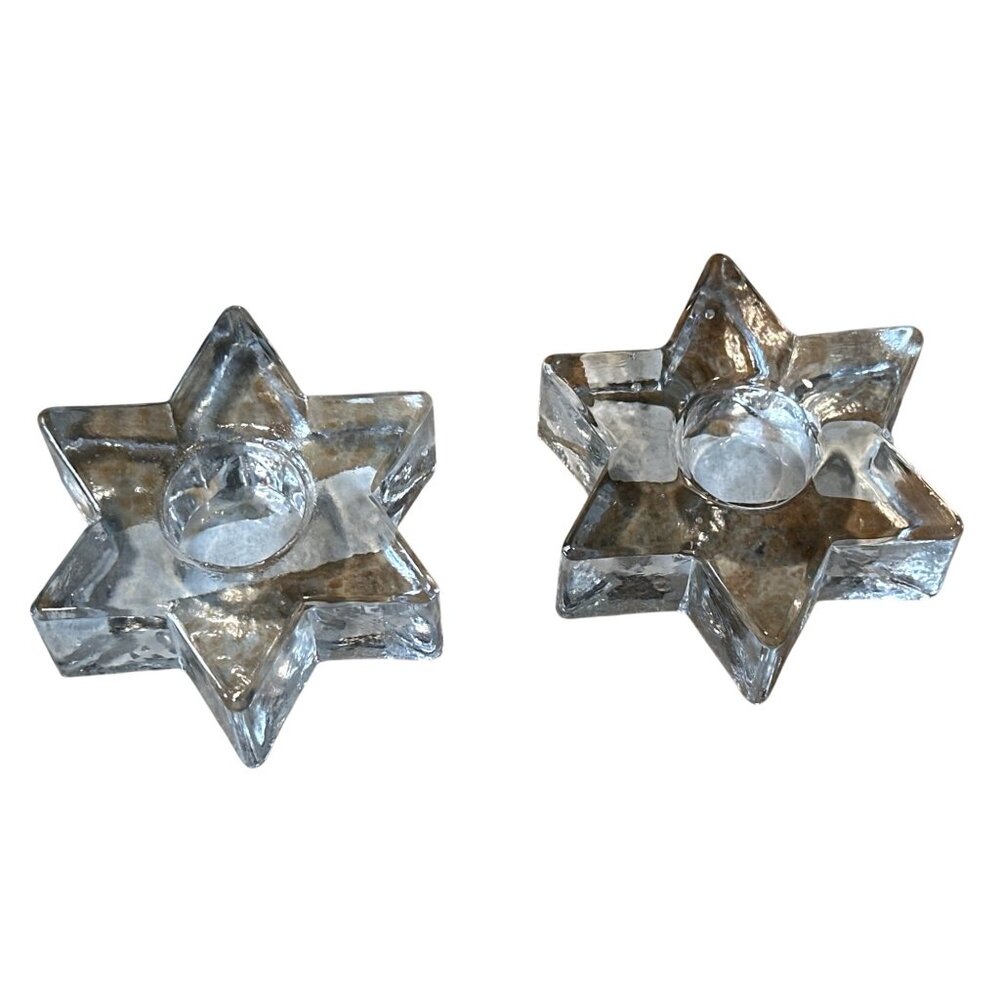Glass Star Candleholders Clear Tealight Holders Box Set